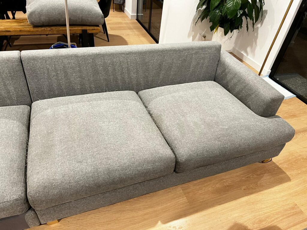 After: Water-marked sofa cushions