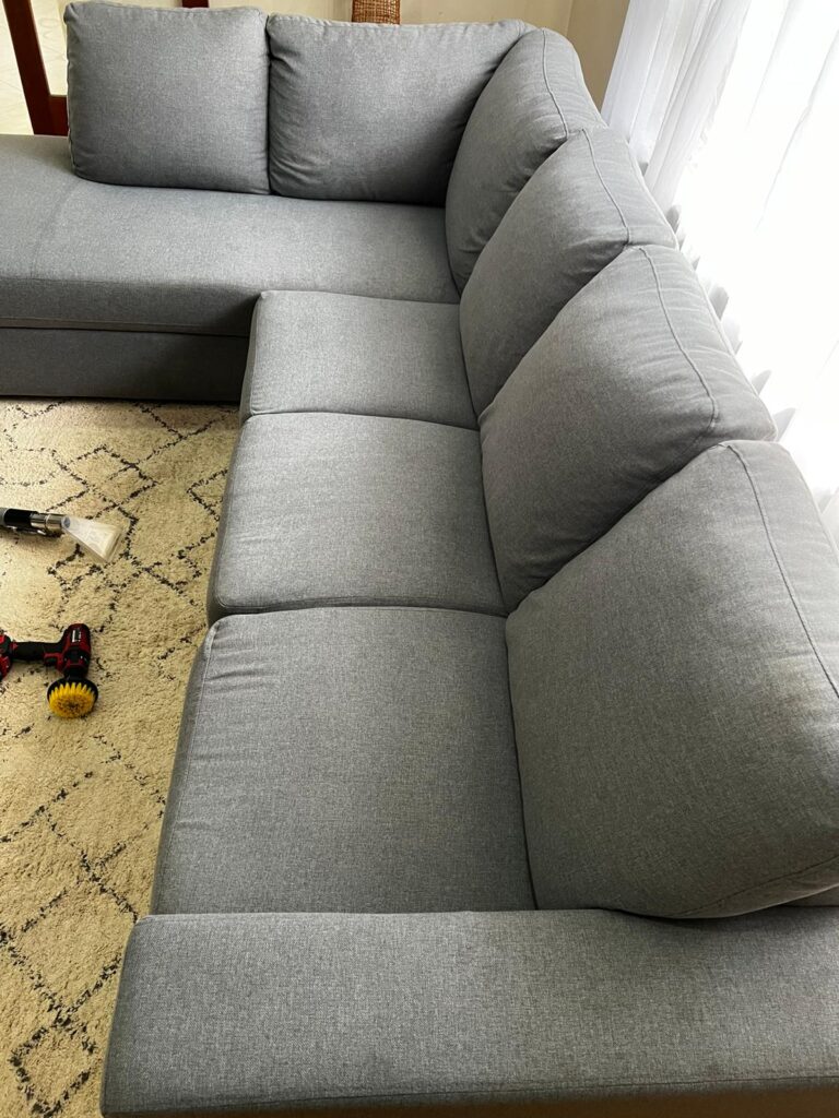 After: Stained modular fabric sofa