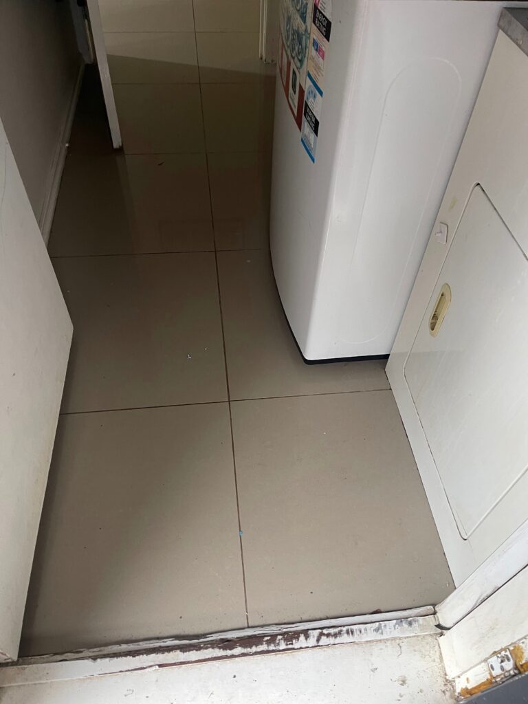 Before: Laundry tiles and grout restored